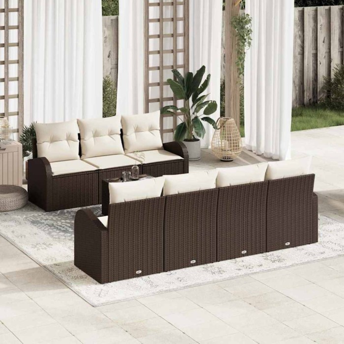 vidaXL Set de canapele pentru grădină 8 pcs Maro 55 x 55 x 37 cm 3345948