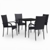 Set de servit masa pentru gradina, 5 piese, negru