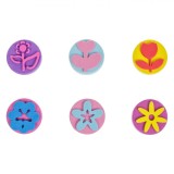 Set ștampile Pictură, Model Flori, Multicolor, 6 Bucăți, Diametru 4cm, Oem
