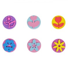 Set ștampile Pictură, Model Flori, Multicolor, 6 Bucăți, Diametru 4cm