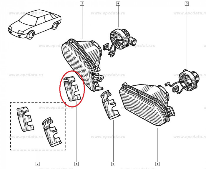 Ornament proiector ceata Renault R19 1988-, partea dreapta , 7701036050 Kft Auto