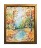 Cumpara ieftin Tablou inramat impasto pictat manual, peisaj din natura, 35x25cm acril pe panza in cutit, Kenny Varniote