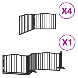 Cumpara ieftin Poarta caini pliabila cu usa 12 panouri negru 960 cm, lemn plop