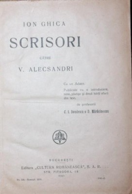 SCRISORI CATRE V ALECSANDRI foto