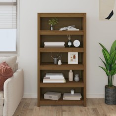 Gossi biblioteca, maro miere, 80x35x154 cm, lemn masiv de pin