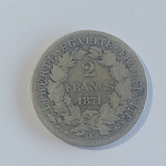 Moneda argint 2 francs 1871 K Franta(Y26)