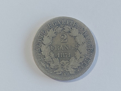 Moneda argint 2 francs 1871 K Franta(Y26) foto