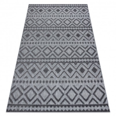 Covor Structural SOLE D3852 Boho, caro - țesute plate gri, 200x290 cm foto