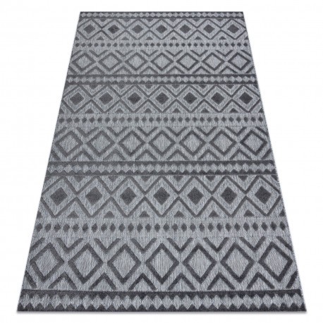 Covor Structural SOLE D3852 Boho, caro - țesute plate gri, 200x290 cm