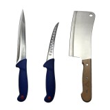 Set profesional de macelarie, injunghiat, transat, filetat, dezosat, 2 cutite, satar