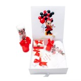 Set Cutie Trusou cu Lumanare, 9 Piese &quot;Cu drag de la nasi&quot; - Minnie, Rosu - TB207