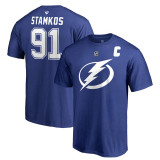 Tampa Bay Lightning tricou de bărbați blue #91 Steven Stamkos Stack Logo Name &amp;amp; Number - M