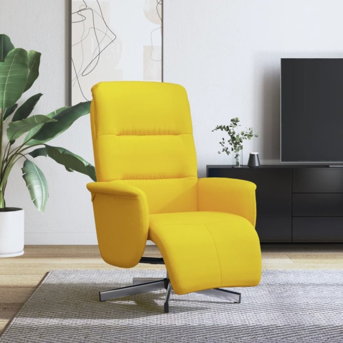 Gossi fotoliu rabatabil cu suport de picioare, galben deschis, textil