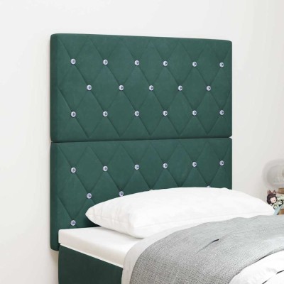 vidaXL Tăblie LED cu lumini cu bandă LED Verde &amp;icirc;nchis 80 cm Catifea 3338345 foto