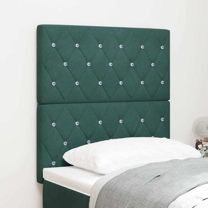 vidaXL Tăblie LED cu lumini cu bandă LED Verde &icirc;nchis 80 cm Catifea 3338345