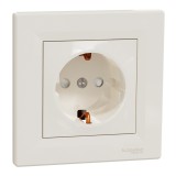 Priza simpla schuko cu protectie copii Schneider Asfora crem EPH2900223