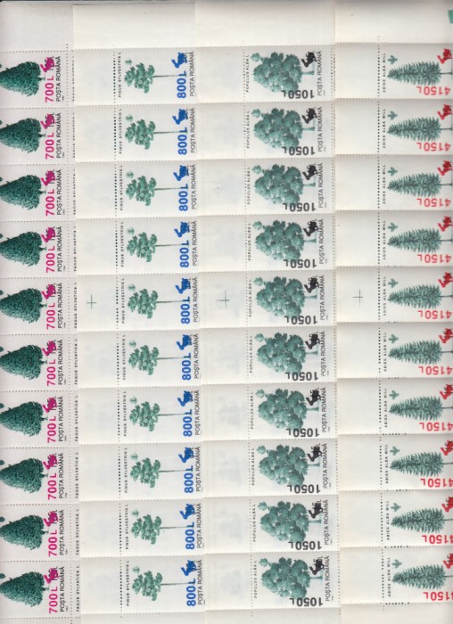 ROMANIA 1998 LP 1456 SPECII FORESTIERE SUPRATIPAR SET COLI 50 TIMBRE MNH