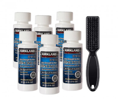 Minoxidil Kirkland 5%, 6 Luni Aplicare + Perie Curatare Impuritati, Tratament Pentru Barba / Scalp foto