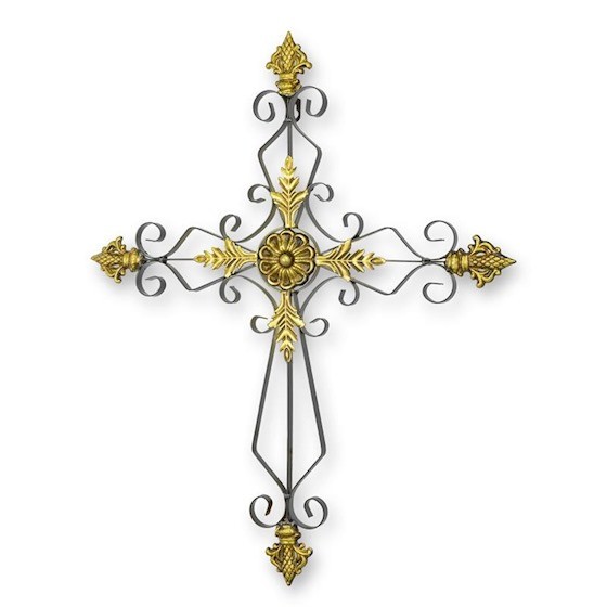 Decoratiune de perete din metal cu o cruce stilizata DZ-163