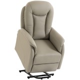 HOMCOM Fotoliu Recliner Electric cu Funcție de Ridicare, Masaj 8 Puncte, &Icirc;ncălzire, PU, Gri Deschis | Aosom Romania