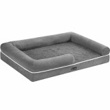 FEANDREA Pat ortopedic pentru caini, cu margini inaltate si husa detasabila, 106x80x20 cm, gri deschis Household NewTrend