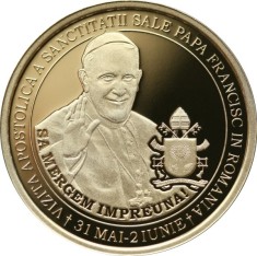 Romania 50 bani 2019 (proof in capsula; comemorativa: Papa Francisc) Alama, KM-450 UNC !!!