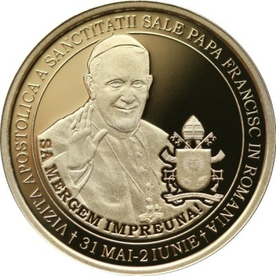 Romania 50 bani 2019 (proof in capsula; comemorativa: Papa Francisc) Alama, KM-450 UNC !!! foto
