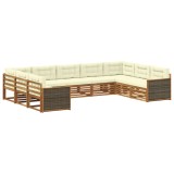 vidaXL Set de canapele de exterior cu pernă 9 pcs Natural și Crem 3383828