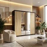 Dresing Delia 200 Wenge cu Oglinda si Usi Sonoma Livrare rapidă