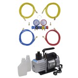 vidaXL Pompă de vid 50 L/min cu set de manometre cu 4 căi &icirc;n set scule 3100287