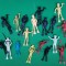 Scafandri plastic colorati 23 figurine scafandru scufundari harpon vizor C8