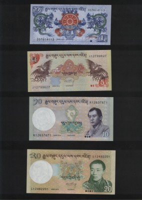 Set Bhutan 1 + 5 + 10 + 20 ngultrum unc foto