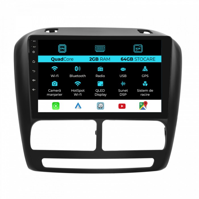 Navigatie Dedicata Fiat Doblo (2010-2015), 10Inch, 2Gb Ram, 64Gb Stocare, Carplay