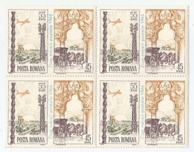 |Romania, LP 640/1966, Ziua marcii postale romanesti, bloc 4, MNH foto