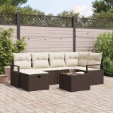 VidaXL Set de canapele pentru grădină cu pernă 7 pcs maro și crem