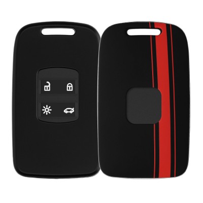 Husa Cheie Auto pentru Renault / Dacia - 4 Butoane - Keyless Go, kwmobile, Plastic, Negru / Rosu, 54805.02 foto