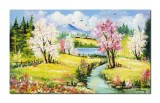 Cumpara ieftin Tablou peisaj de primavara pictat manual, Colt de rai, 100x60cm ulei pe panza Constantin Feraru