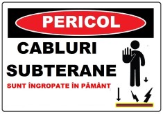 Placuta cabluri subterane sunt ingropate in pamant foto