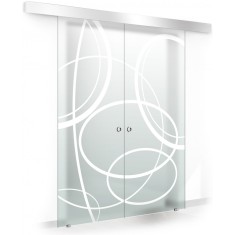Usa culisanta Boss &reg; Duo model Cloud alb, 60+60x215 cm, sticla mata securizata, glisanta in ambele directii