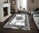 Covor pentru living, model negru/alb
