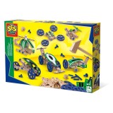 Cumpara ieftin Set pentru copii de constructie vehicule din lemn (50 piese), SES Creative