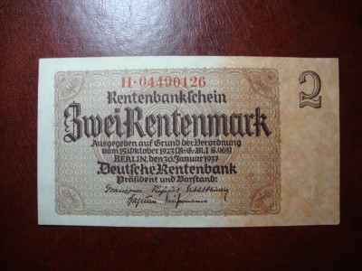GERMANIA 2 RENTENMARK 1937 AUNC foto