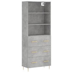 Dulap inalt, gri beton, 69,5x34x180, lemn compozit