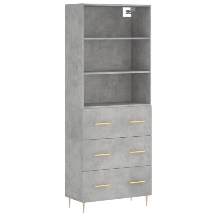 Dulap inalt, gri beton, 69,5x34x180, lemn compozit