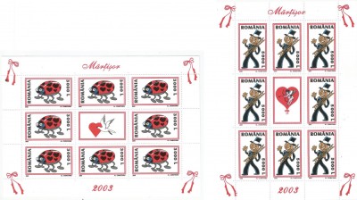 Romania, LP 1602b/2003, Martisor, in coli mici de 6 marrci si 1 vinieta, MNH foto