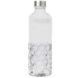 Sticla pentru apa cu capac metalic, Pufo Ellegance, 1 L, transparent