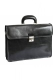 Servieta din piele naturala, geanta acte, neagra, S116, Negru