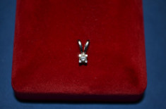 PANDANTIV AUR alb 14K (585) + 1 diamant X 0.10 ct. - 1.1cm - lungime - Nou ! foto