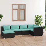 vidaXL Set mobilier de grădină cu perne, 6 piese, negru, poliratan 3101809