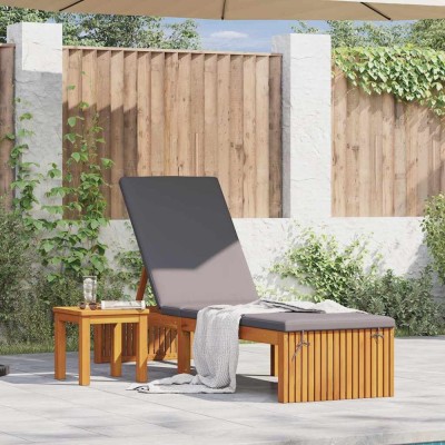 vidaXL Șezlong cu pernă Maro 200 x 55 x 94cm Lemn masiv de acacia 4108116 foto